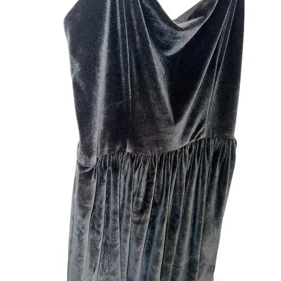 Abercrombie & Fitch Dark Grey Velvet Dress with Bubble Hem - women's large (p) - Picture 9 of 10